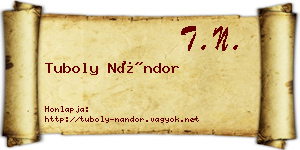 Tuboly Nándor névjegykártya